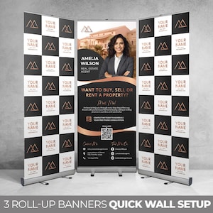 CUSTOM BANNER SET, Retractable Banners, Wall Setup, Trade Show Event Package, Pop Up Shop, Business Marketing Signage, Roll Up Banner Custom