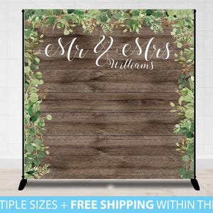 Step and Repeat, Wedding Photo Backdrop, Rustic Greenery Step and Repeat, Wedding Backdrop, Bridal Shower Step and Repeat Rustic Wood