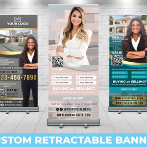 Custom Retractable Banner, Custom Roll Up, Roll Up Banner, Real Estate Agent Realtor Sign, Event banner Sign, Promotional Marketing Material