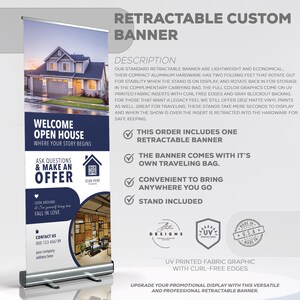 Custom Real Estate Banner, Open House Retractable Banner, Custom Banner ...