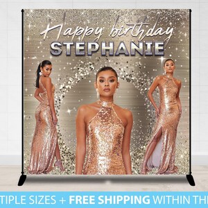 Custom Photo Birthday Backdrop, Party Sparkle Birthday Party Backdrop, Step Repeat Birthday Party, Prom Backdrop, Sweet 16 Backdrop Custom
