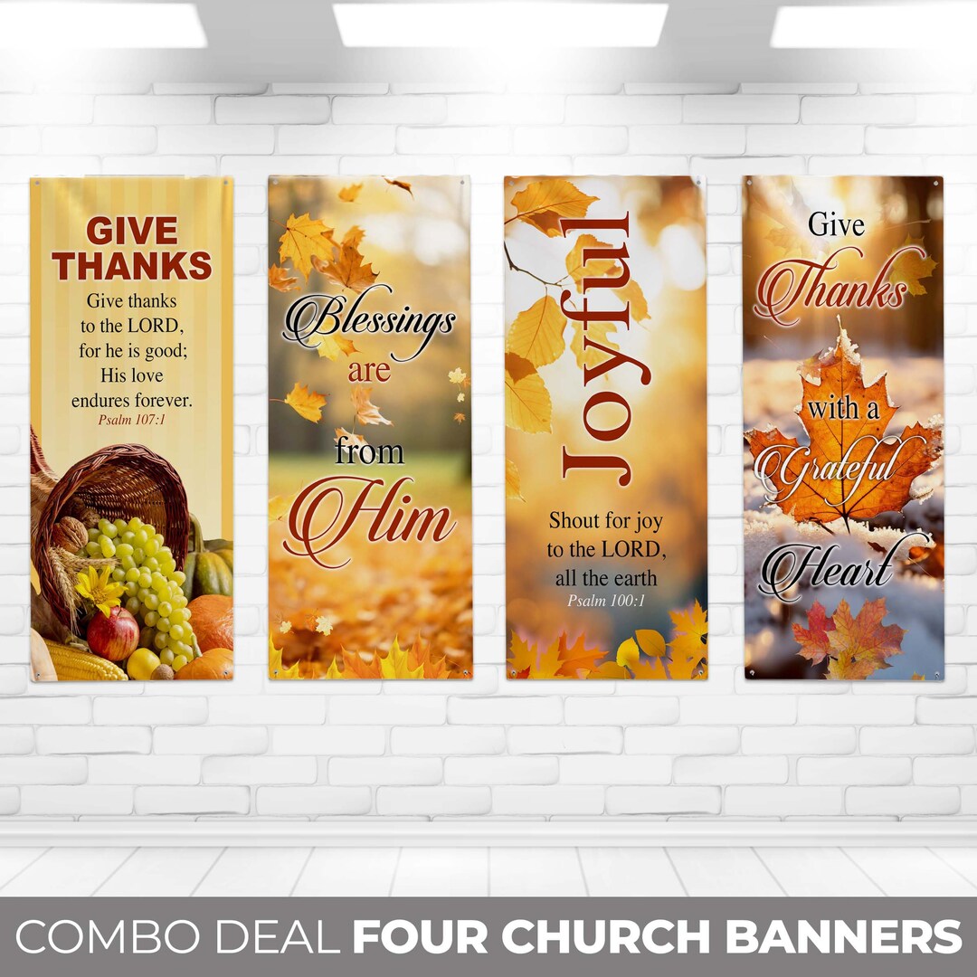 Fall Church Banners, Set of 4 Church Banners, Sanctuary Banners ...