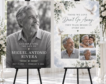 Custom Memorial Signs Set of 2, Celebration of Life Foam Board, Funeral Welcome Sign, Memorial Photo Board, Personalized Funeral Decor