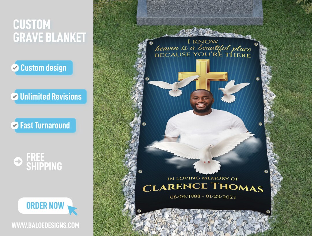Custom Grave Blanket, Custom Memorial Grave Blanket, in Loving Memory