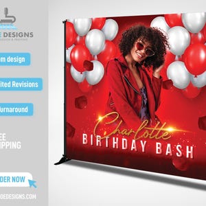 Custom Photo Birthday Backdrop, Party Decor, Birthday Photo Booth Background, Birthday Gift for birthday Party, Step and Repeat Photo Sign
