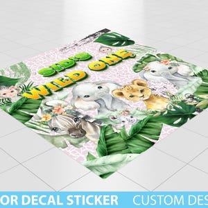 Kids Wild One Birthday Floor Decal, Jungle Theme Wild One Birthday, Baby Shower Floor Vinyl Sticker Jungle Safari Custom Decal, Jungle Theme