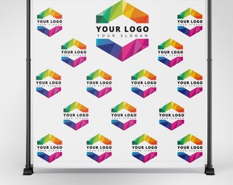 Custom Logo Backdrop Banner, Step and Repeat Business Event Backdrop, Logo Step Repeat Banner, Custom Event Backdrop, Corporate Event Banner