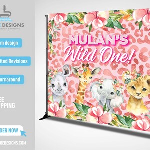 Kids Wild One Birthday Backdrop, Jungle Theme Wild One Birthday, Baby Shower Backdrop Jungle Safari Custom Photo Backdrop, Jungle Theme Kids