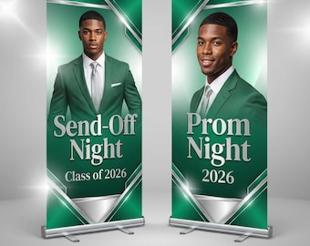 BANNER SET, 2 Retractable Banners, Prom Send Off Decor, Prom Night Party Custom Banners, Graduation Welcome Sign, Photo Board Backdrop