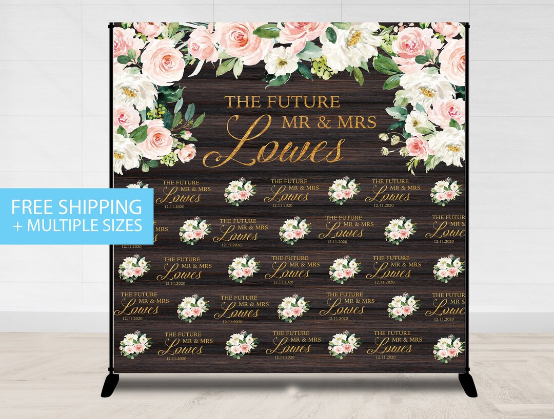 Step and Repeat Wedding Photo Backdrop Rustic Gold Floral - Etsy