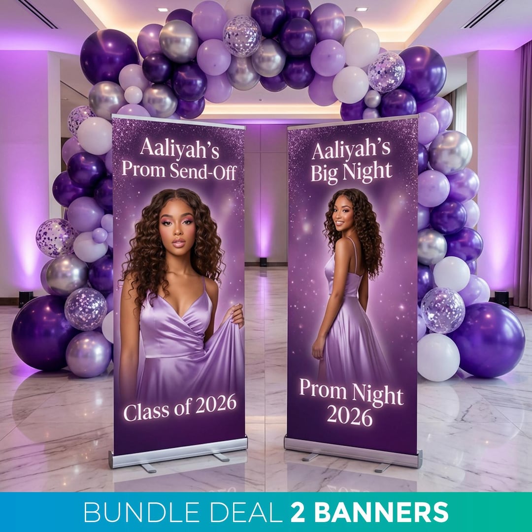 Send Off Program Banner BANNER SET, 2 Retractable Banners, Prom Send off Decor, Prom Night ...