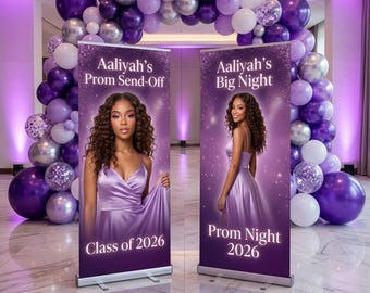 BANNER SET, 2 Retractable Banners, Prom Send Off Decor, Prom Night Party Custom Banners, Graduation Welcome Sign, Photo Board Backdrop