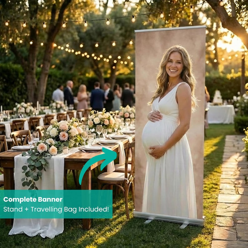 Custom Baby Shower Retractable Banner, Shower Welcome Sign, Maternity Photo Backdrop, Girl Boy Baby Shower Banner Decor, Photo Board image 12
