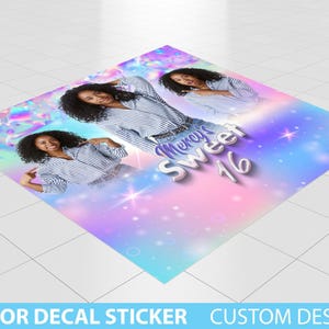 Custom Floor Decal sticker, Removable Sticker, Vinyl Floor Banner, Adhesive Floor Banner Sticker Decal Removable, Birthday Sweet 16 backdrop