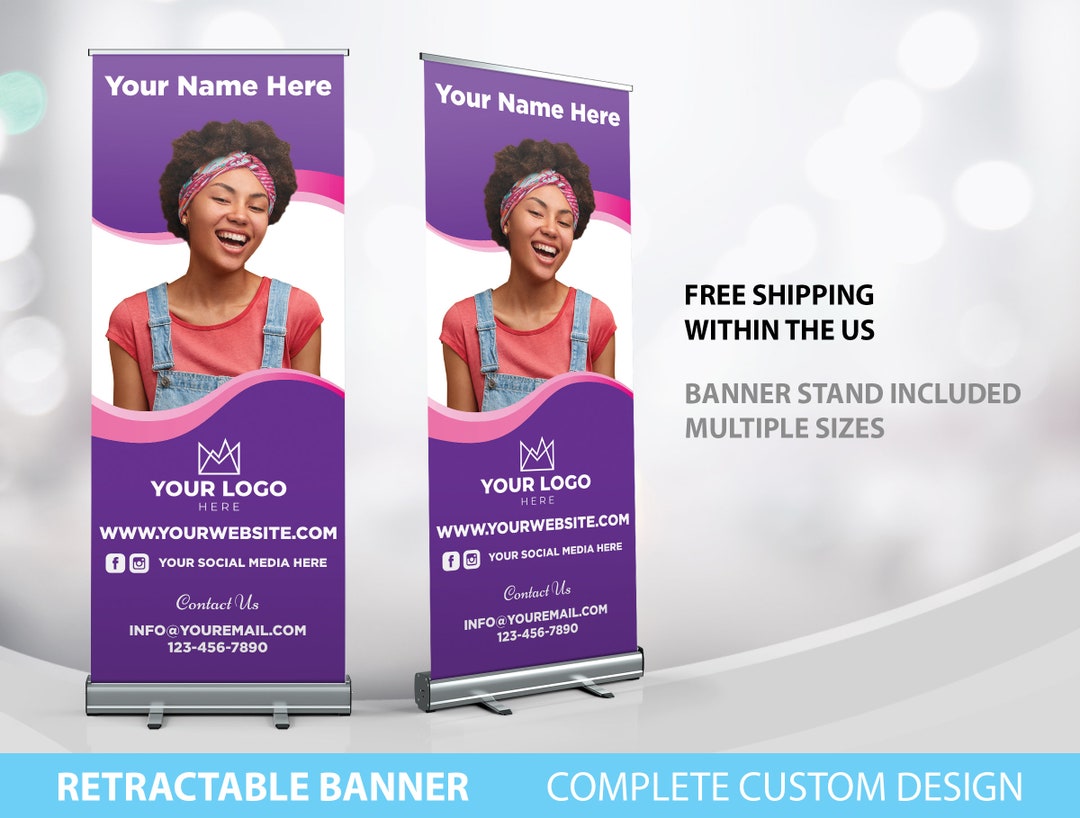 Retractable Banner, Custom Business Logo Banner Stand, Pop up Shop