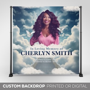 Memorial Backdrop, In Loving Memory Banner, Repass backdrop, Funeral step and repeat banner background, Memorial EventFuneral Backdrop Decor