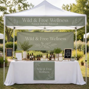 Custom Tent Banners, Vendor Canopy Tent Banners & Table Runner Set, Trade Fair Display, Vendor Pop Up Shop Display, Event Tent Vinyl Outside
