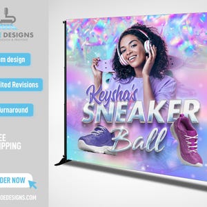 Sneaker Ball backdrop, Sneakerball Banner, Sneaker Ball Gala Birthday Backdrop, Step and Repeat Birthday backdrop, sneaker ball banner gold
