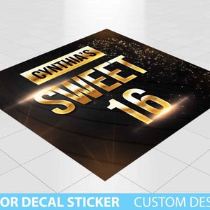 Custom Floor Decal sticker, Removable Sticker, Vinyl Floor Banner, Sweet 16 Banner Sticker Decal Removable, Birthday Dance floor decal