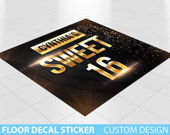 Custom Floor Decal sticker, Removable Sticker, Vinyl Floor Banner, Sweet 16 Banner Sticker Decal Removable, Birthday Dance floor decal