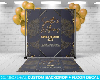 BACKDROP + FLOOR DECAL, family Reunion backdrop and floor decal, Family Reunion Decor, Family Banner Floor Sticker and Backdrop Banner