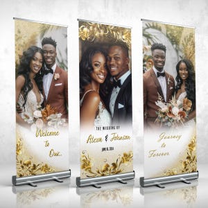 COMBO BANNER SET, 3 Retractable Banners, Custom Banners, Wedding, Welcome Sign, 3 Banners, Custom Photo Board Stand, Printed Sign Wedding