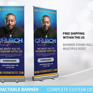 Retractable Banner, Church Banner, Pastor Church conference Banner, Church Backdrop, Custom Roll Up Banner Stand, Retractable Welcome sign