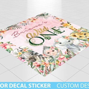 Kids Wild One Birthday Floor Decal, Jungle Theme Wild One Birthday, Baby Shower Floor Vinyl Sticker Jungle Safari Custom Decal, Jungle Theme