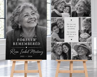 Custom Memorial Signs Set of 2, Celebration of Life Foam Board, Funeral Welcome Sign, Memorial Photo Board, Personalized Funeral Decor