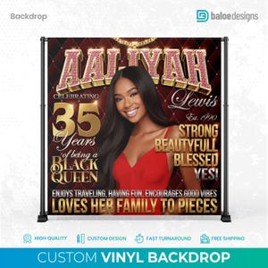 Custom Photo Birthday Backdrop, Party Birthday Backdrop, Step Repeat, Magazine Cover Banner Woman, Event Welcome Sign Printed, Gift for her