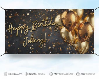 Custom Birthday Banner, BirtHday Decor Backdrop Decorations Vinyl Banner, Party Decor, Personalized Custom Printed Happy Birthday Banners