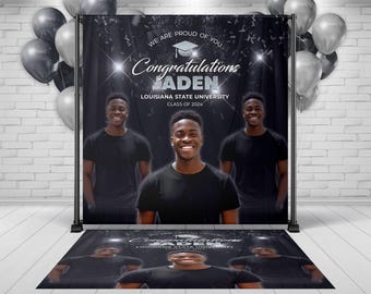 Backdrop + Floor decal combo, Graduation Custom Design, Custom Banner, Floor Decal, Graduate Party Event Decor, Vinyl Backdrop Banner Floor