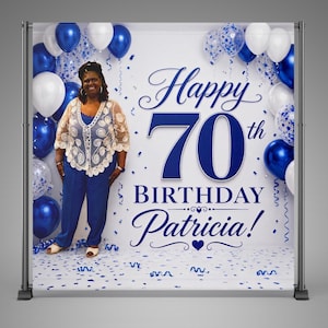 Custom Birthday Backdrop Banner, Personalized Milestone Birthday Sign, Vinyl Party Backdrop, 50th 60th 70th 80th Birthday Party Decor Banner