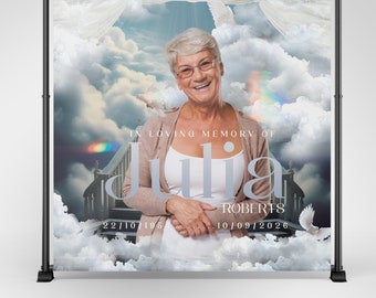 Memorial Backdrop, In Loving Memory Banner, Repass backdrop, Funeral step and repeat banner background, Memorial EventFuneral Backdrop Decor