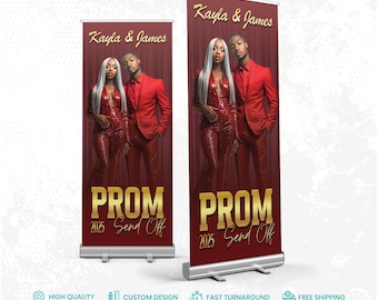 Prom Send Off Banner, Custom Prom Welcome Sign, Retractable Banner, Custom Banner, Prom Party 2025, Graduation Party Decor, Prom Gold Red