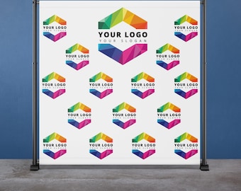 Custom Logo Backdrop Banner, Step and Repeat Business Event Backdrop, Logo Step Repeat Banner, Custom Event Backdrop, Corporate Event Banner