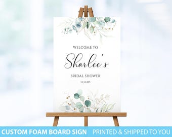 Bridal Shower Welcome Sign, Bridal Shower Decor Printed Welcome Sign Foam board Printed Canvas Bridal Shower Wedding Greenery Minimalist