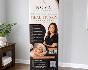 Custom Business Banner Stand, Retractable Pull Up Banner, Vendor Booth Display, Trade Show, Grand Opening Sign, Marketing Display Logo Sign