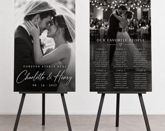 Printed Wedding Bundle, Foam Board Signs Set of 2, Welcome Sign Bundle, Seating Chart Sign, Custom Reception Decor Signs, Photo Board Banner