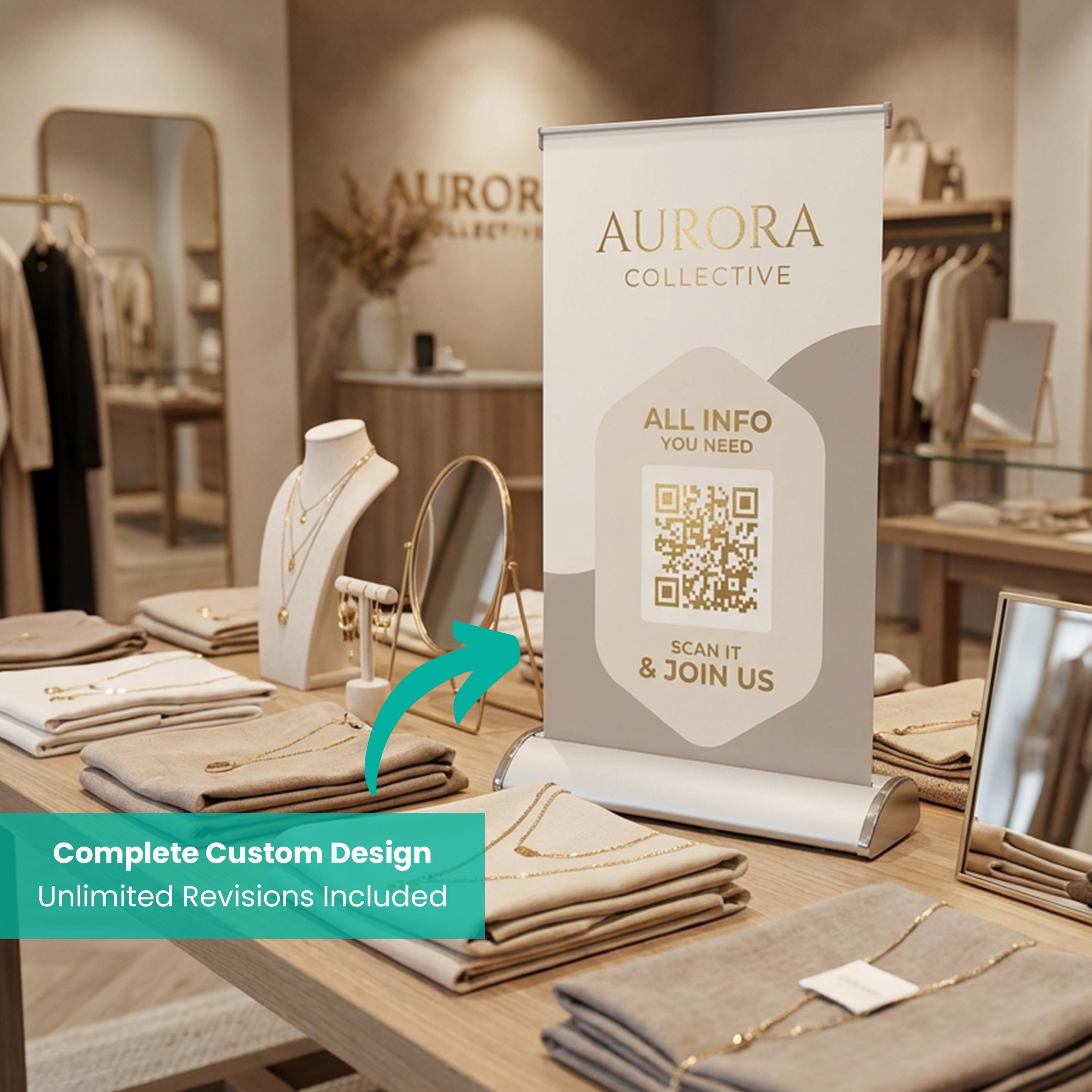 Table Top Banner, Business Signage, QR Code Table Banner, Marketing ...