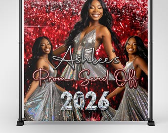 Prom Send Off Banner, Grad Party Decor, Prom Party Backdrop, Graduation Canva Template, 2025 Prom Send Off, Class of 2025 Prom Grad Party
