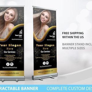 Retractable Banner, Custom Roll Up Banner Stand, Pop Up Banner Pop Up shop Banner, Custom Banner Sign Display Retractable Printing Rollup