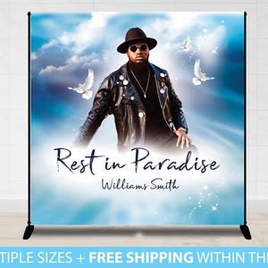 Memorial Backdrop, Long Live Banner Heavenly Birthday Backdrop Banner Vinyl Memorial Funeral Sign, Birthday Backdrop, In loving memory of