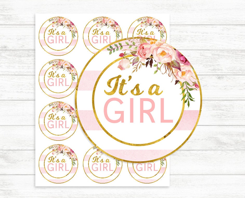 Baby Shower Label It's a girl stickers labels tags Etsy