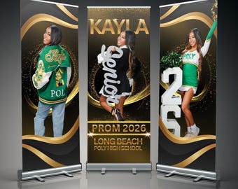 3 PROM Retractable Banners, Custom Prom Boards, Prom Graduation Party Decor, Custom Banner Set, Prom Graduation Class 2026 Welcome Sign