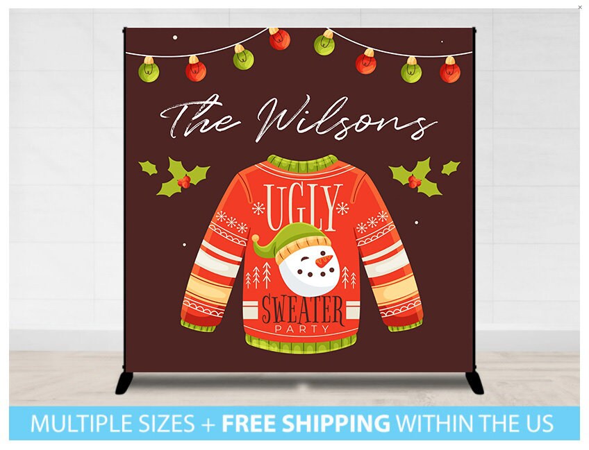 Ugly Sweater Backdrop Banner Ugly Sweater Winter Christmas Party Backdrop Banner Step and Repeat Photo Booth background Ugly