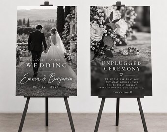 Printed Wedding Bundle, Foam Board Signs Set of 2, Welcome Sign Bundle, Seating Chart Sign, Custom Reception Decor Signs, Photo Board Banner