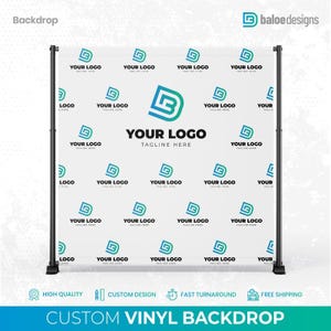 Custom Logo Backdrop Banner, Step and Repeat Business Event Backdrop, Logo Step Repeat Banner, Custom Event Backdrop, Corporate Event Banner image 2