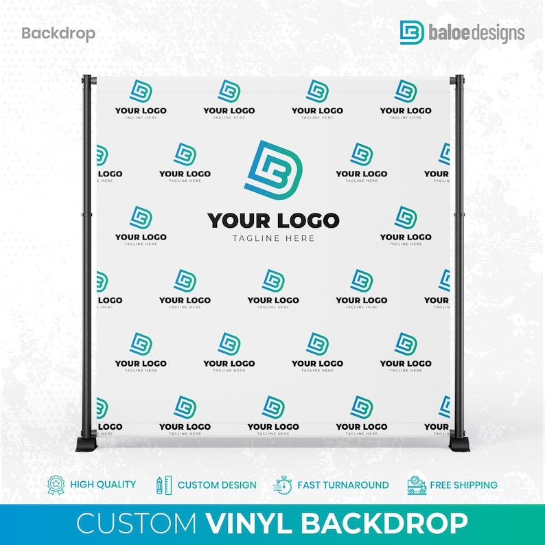 Custom Logo Backdrop Banner, Step and Repeat Business Event Backdrop, Logo Step Repeat Banner, Custom Event Backdrop, Corporate Event Banner image 2