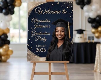 Graduation Welcome Foam Board Sign, Custom Grad Class of 2026 Poster, Graduation Prom Party, Personalized Sign, Photo Board Banner Decor